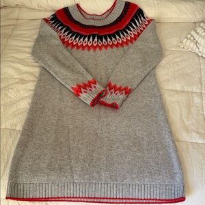 Boden Gray and Red Knit Sweater Dress